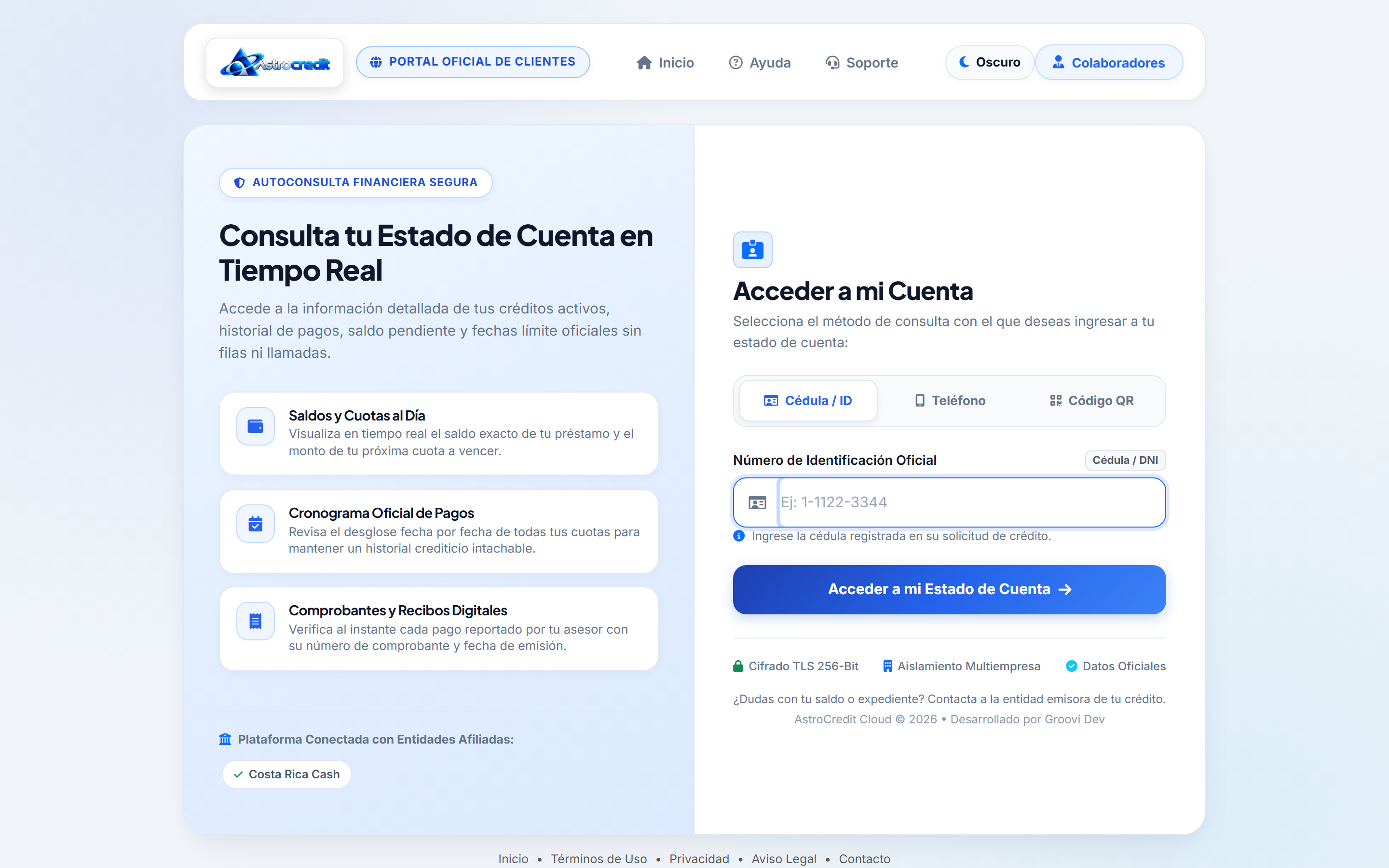 Portal del Cliente en Pantalla Completa