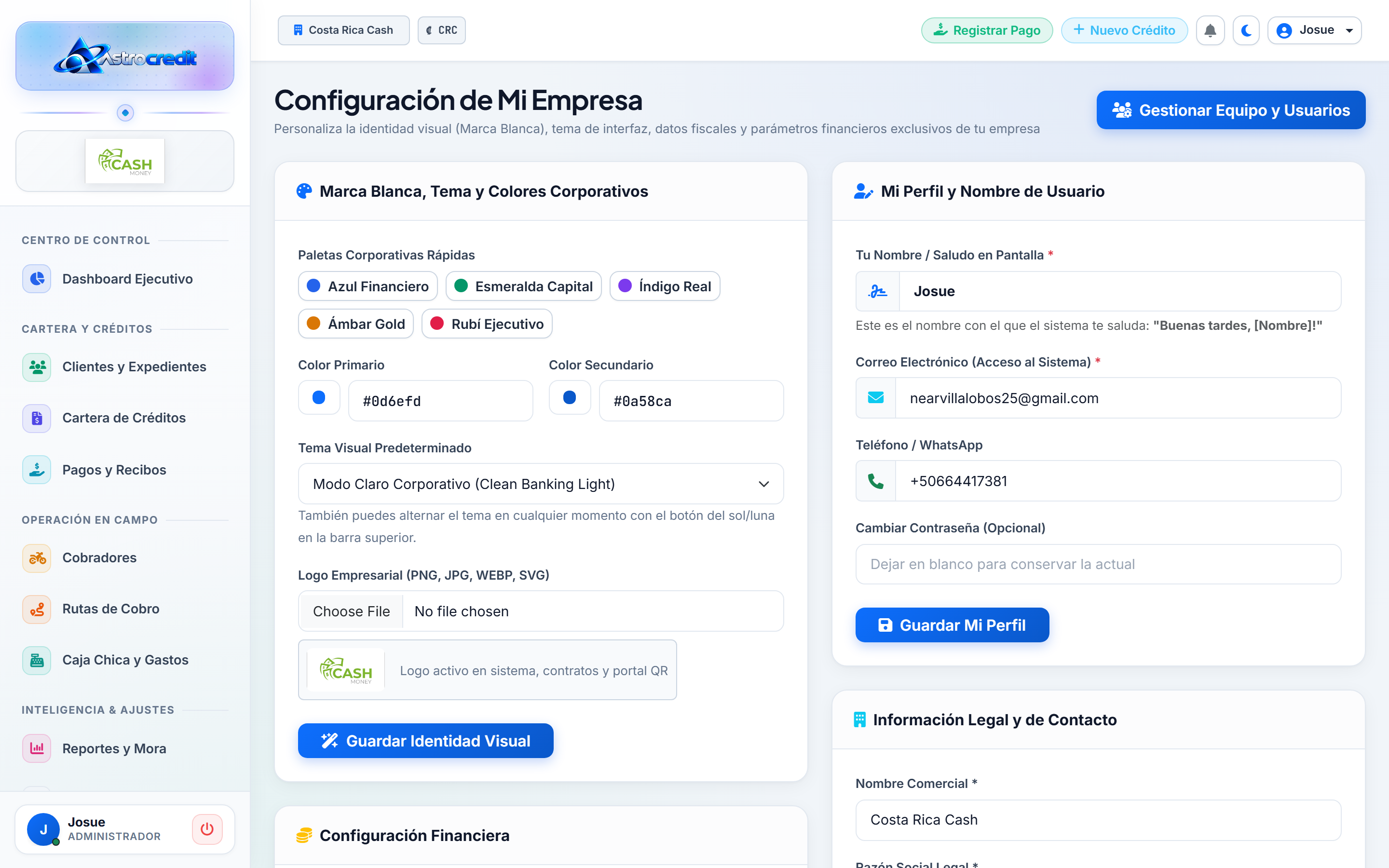 Configuración de Empresa, Branding & Facturación