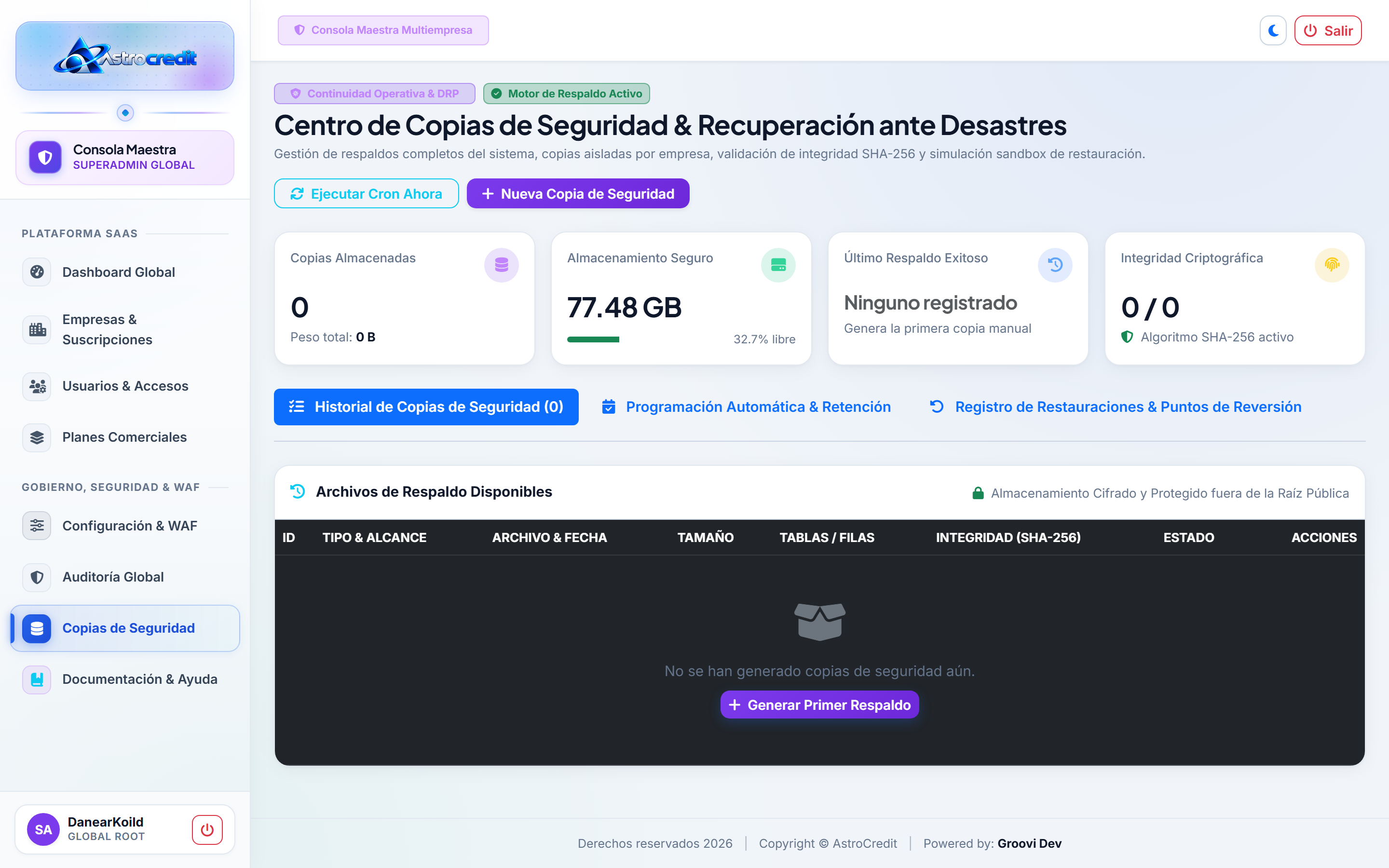 Disaster Recovery Global & Respaldos SHA-256